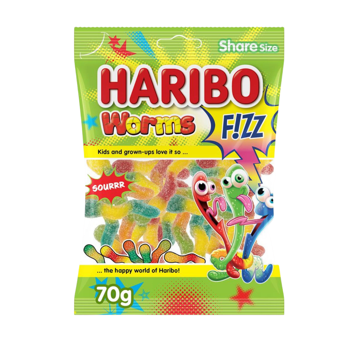 Haribo Halal Sour Worms 70g