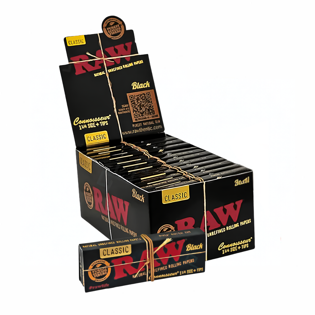 Raw Classic Black 1 ¼ Size + Tips