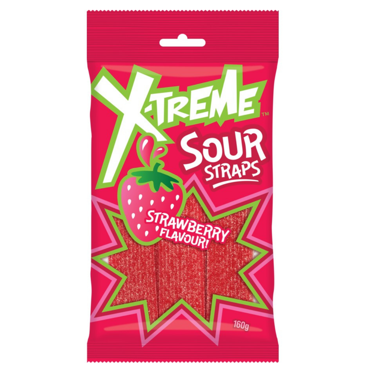 Xtreme Sour Straps Strawberry 160g