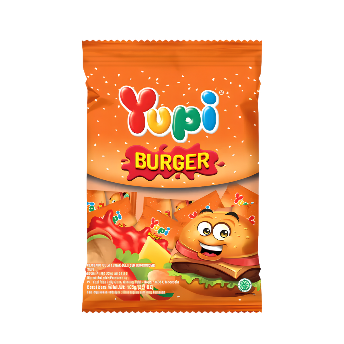 Yupi Candy Gummy Mini Burger Peg Bag 93g