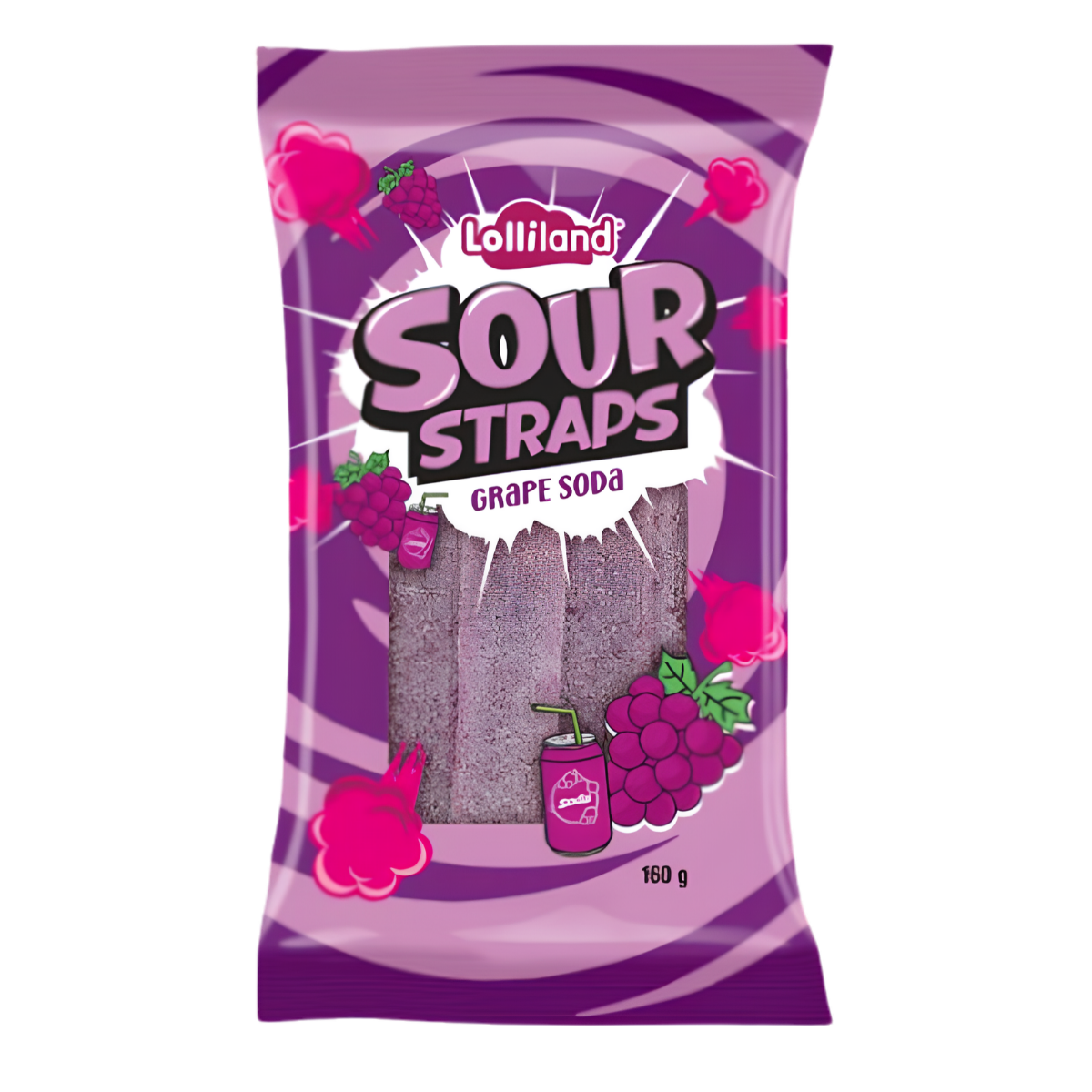 Lolliland Sour Straps Grape Soda 160g