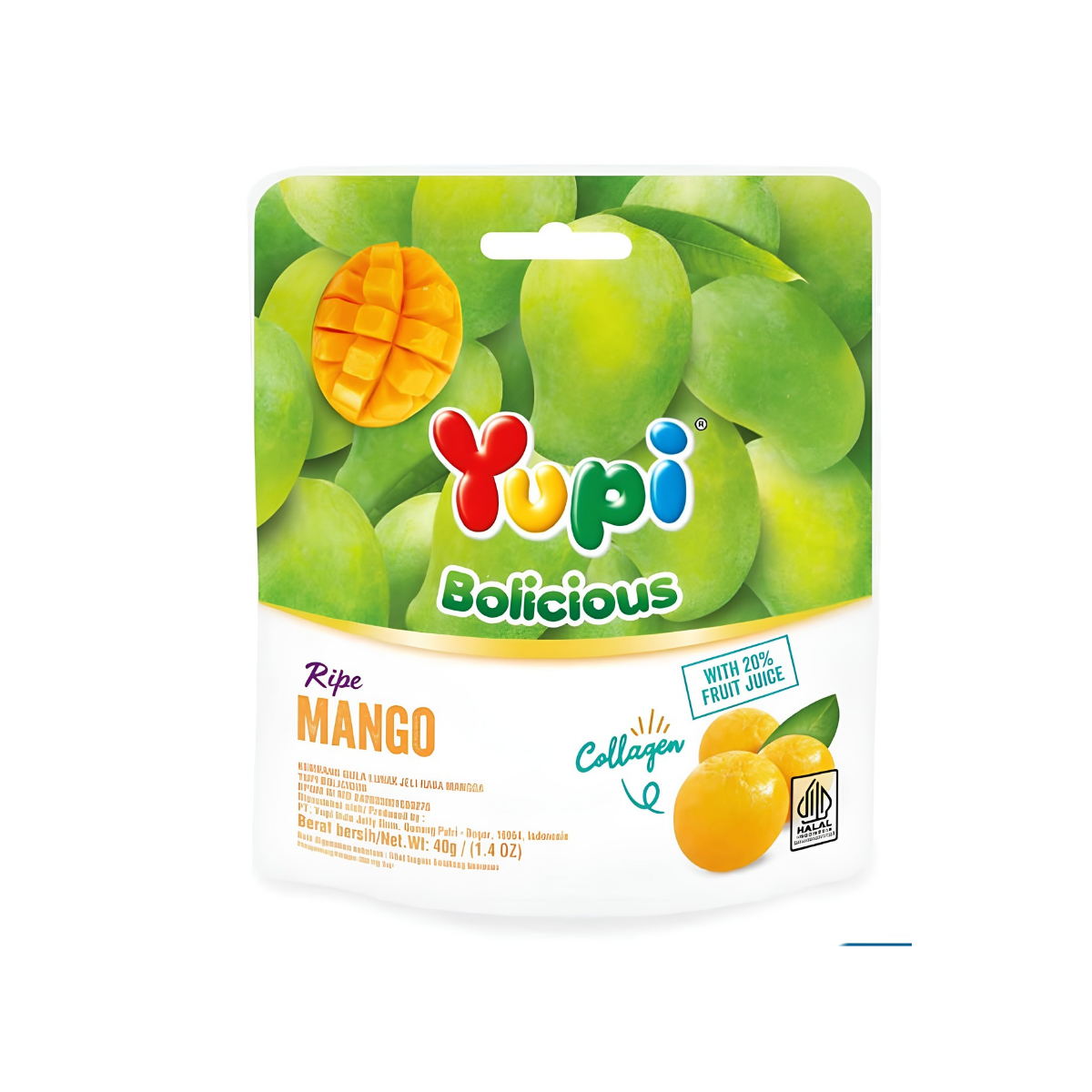 Yupi Candy Gummy Bolicious Mango Pouch 40g