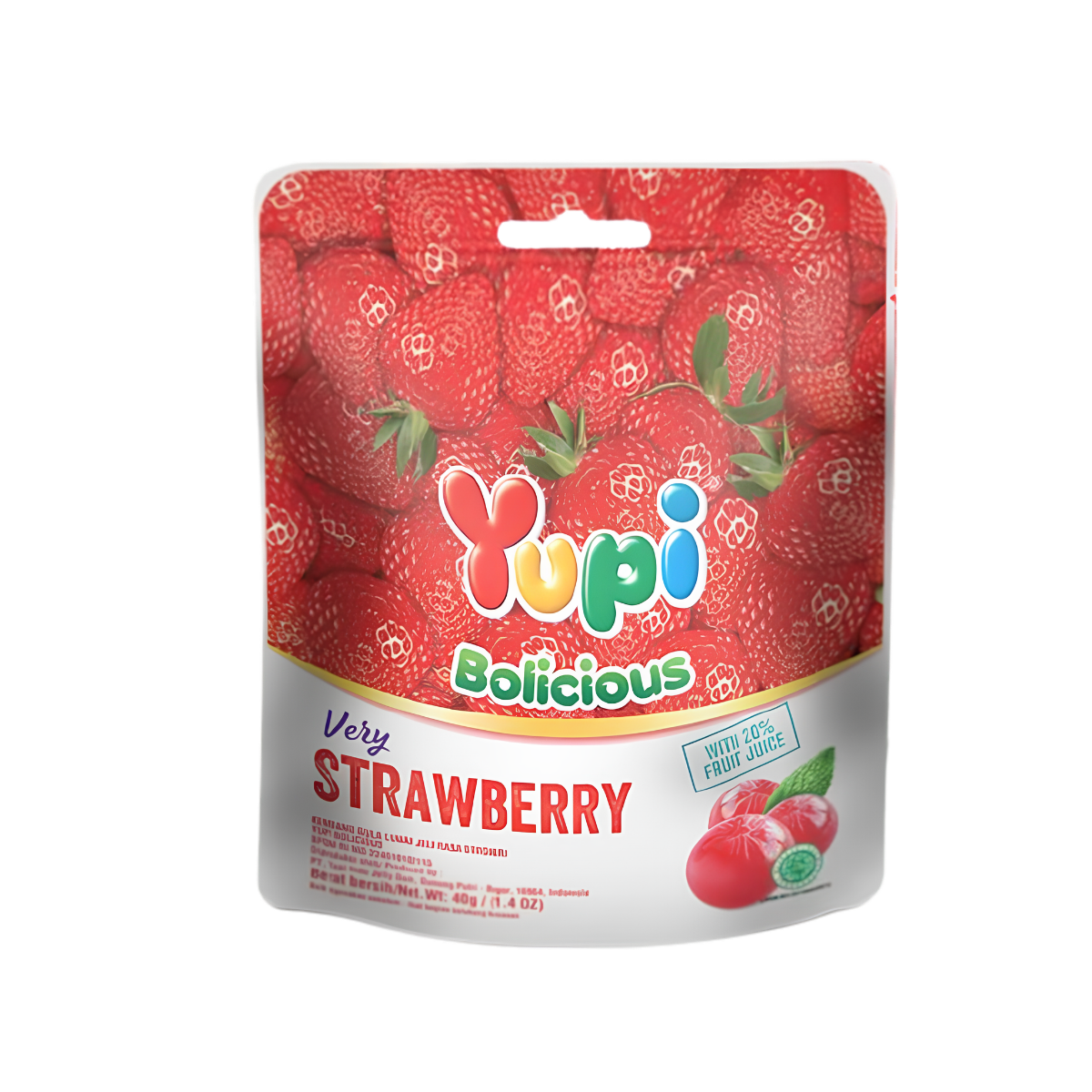 Yupi Candy Gummy Bolicious Strawberry Pouch 40g